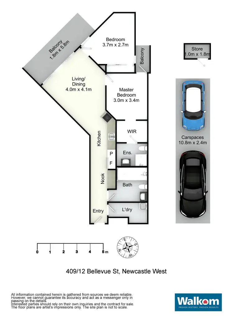 Floorplan of Homely apartment listing, 409/12 Bellevue Street, Newcastle West NSW 2302