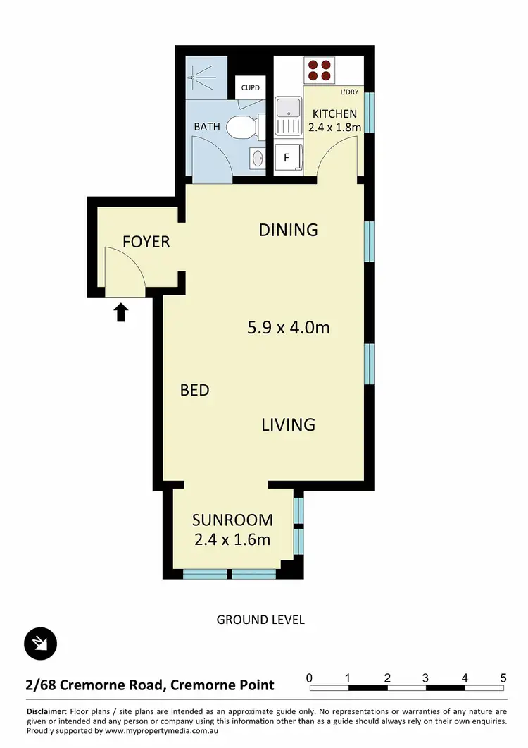Floorplan of Homely apartment listing, 2/68 Cremorne Road, Cremorne Point NSW 2090