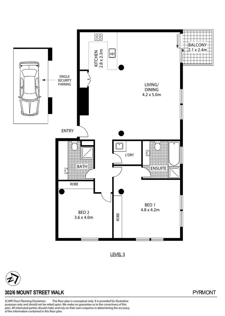 Floorplan of Homely apartment listing, 302/6 Mount Street Walk, Pyrmont NSW 2009