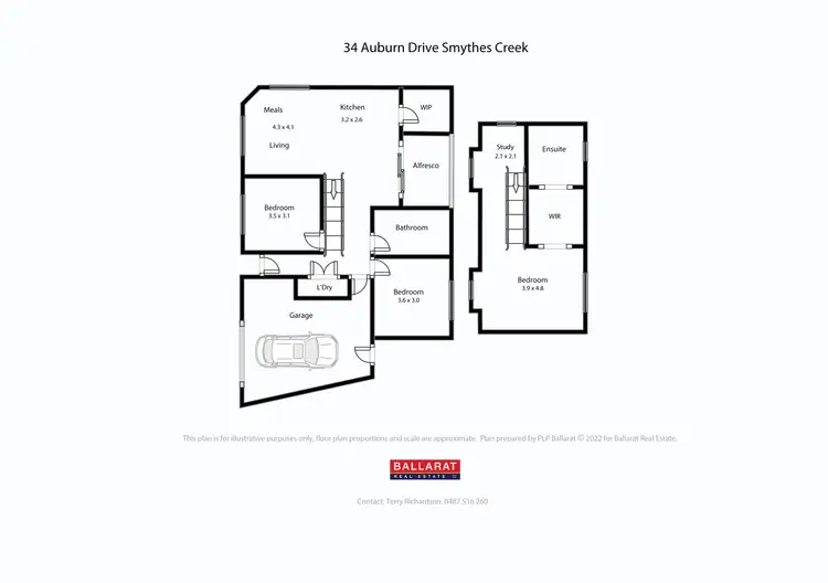 Floorplan of Homely house listing, 34 Auburn Drive, Smythes Creek VIC 3351