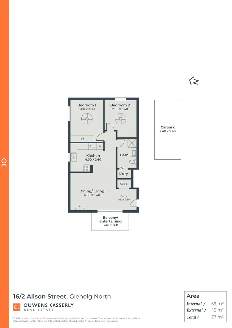 Floorplan of Homely unit listing, 16/2 Alison Street, Glenelg North SA 5045