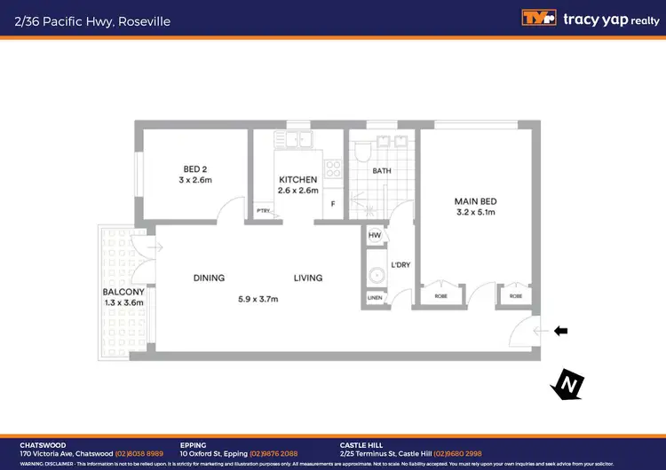 Floorplan of Homely apartment listing, 2/36 Pacific Highway, Roseville NSW 2069