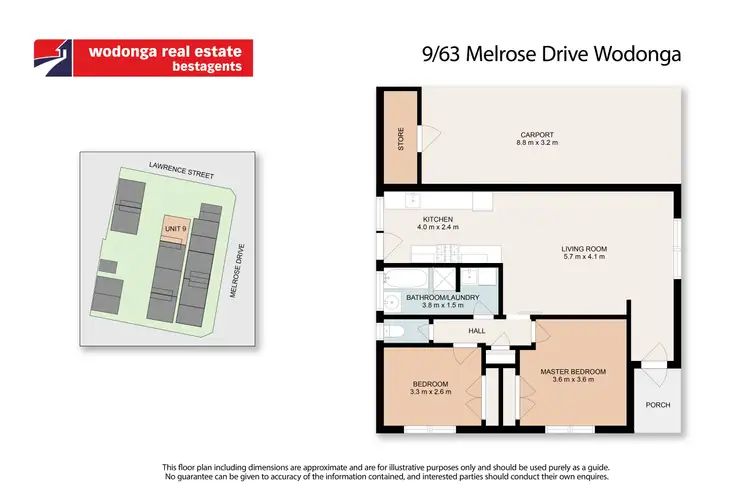 Floorplan of Homely unit listing, 9/63 Melrose Drive, Wodonga VIC 3690