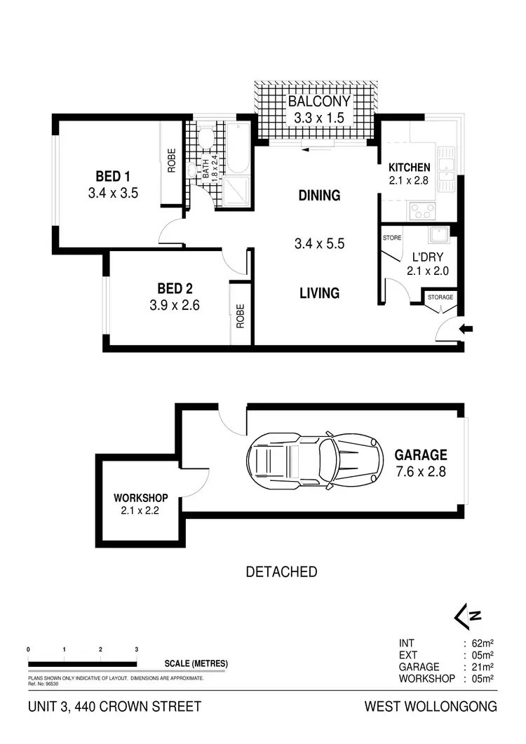 Floorplan of Homely unit listing, 3/440 Crown Street, West Wollongong NSW 2500