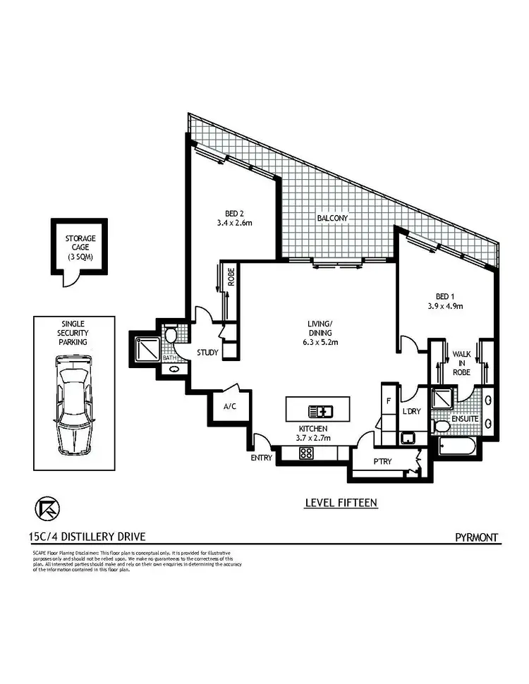 Floorplan of Homely apartment listing, 15C/4 Distillery Drive, Pyrmont NSW 2009