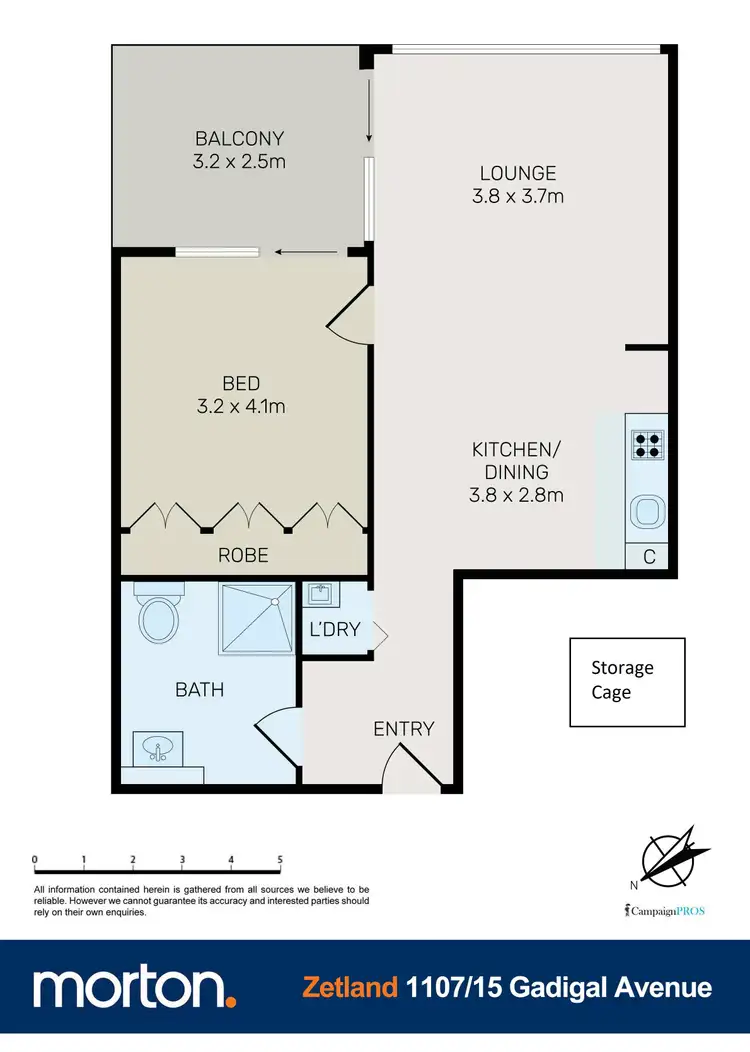 Floorplan of Homely apartment listing, 1107/15 Gadigal Avenue, Zetland NSW 2017