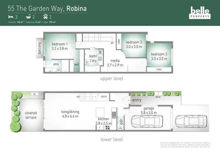 Floorplan of Homely townhouse listing, 55 The Gardenway, Robina QLD 4226