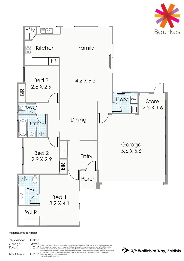 Floorplan of Homely villa listing, 3/9 Wattlebird Way, Baldivis WA 6171