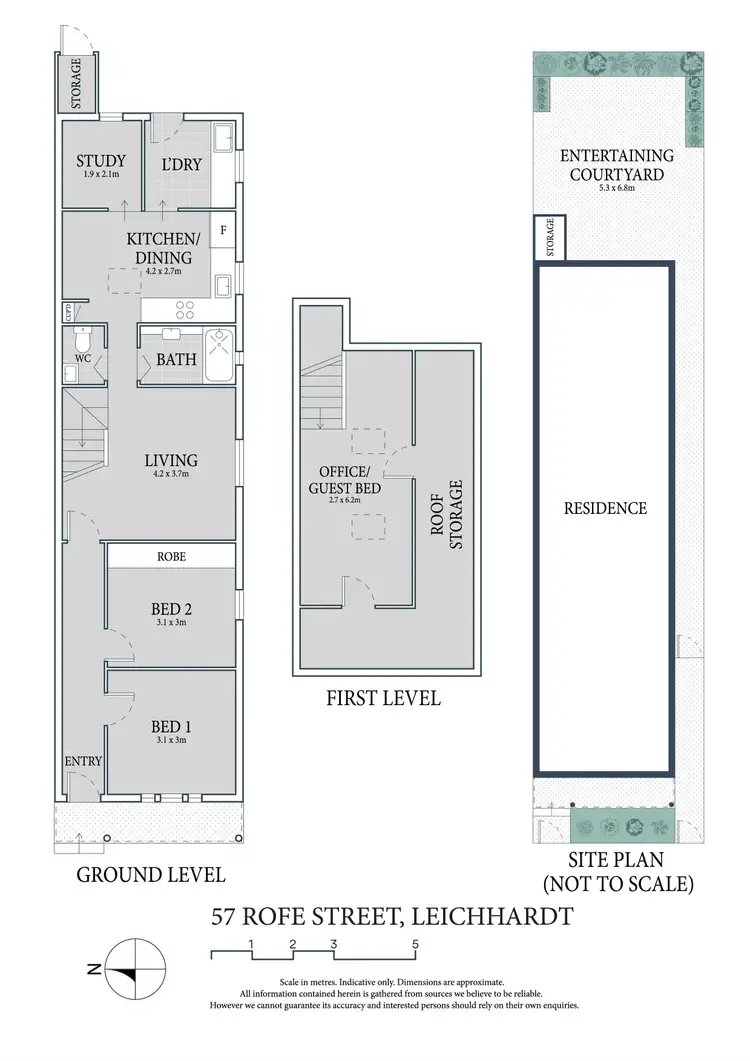 Floorplan of Homely semi-detached listing, 57 Rofe Street, Leichhardt NSW 2040