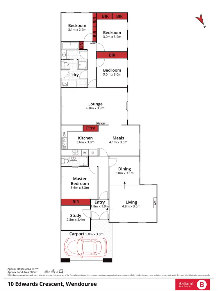 Floorplan of Homely house listing, 10 Edwards Crescent, Wendouree VIC 3355