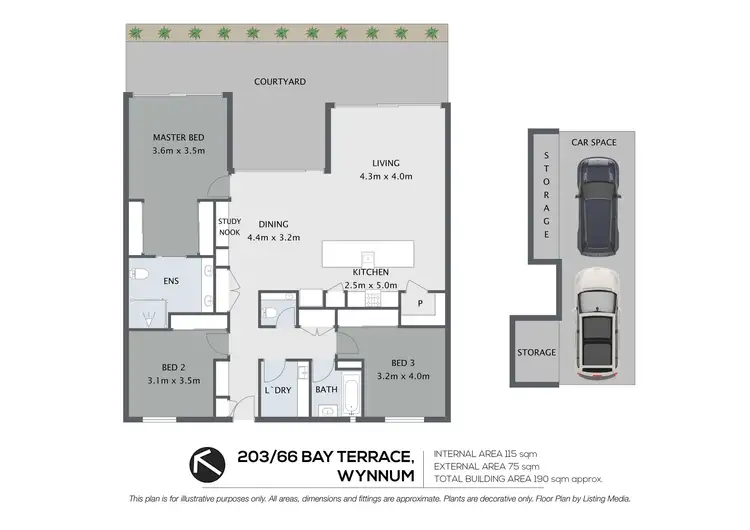 Floorplan of Homely apartment listing, 203/66 Bay Terrace, Wynnum QLD 4178
