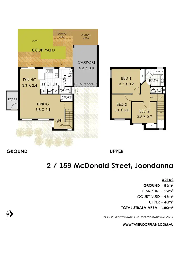 Floorplan of Homely townhouse listing, 2/159 McDonald Street, Joondanna WA 6060