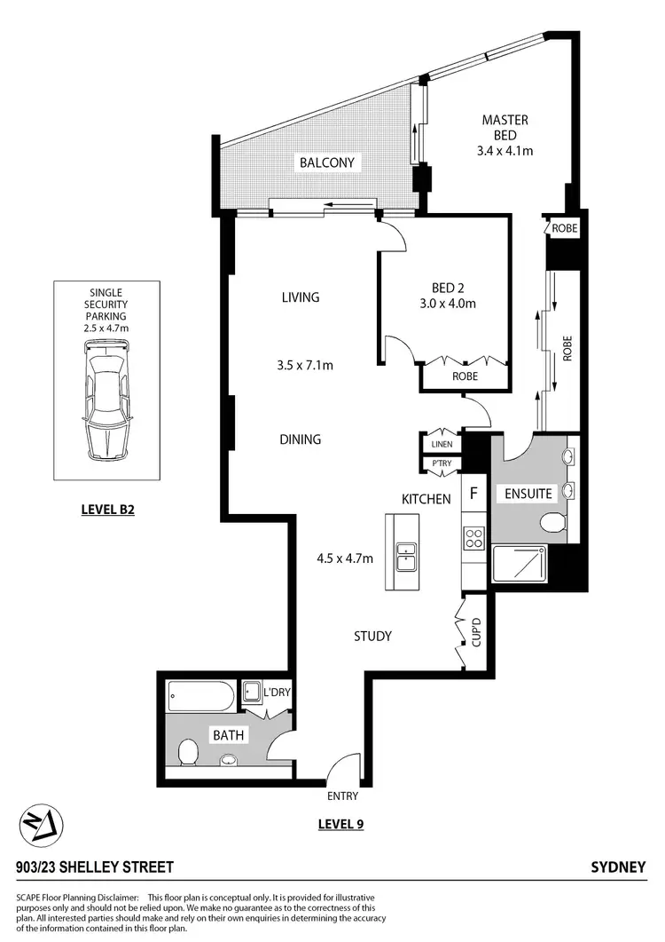 Floorplan of Homely apartment listing, 903/23 Shelley Street, Sydney NSW 2000