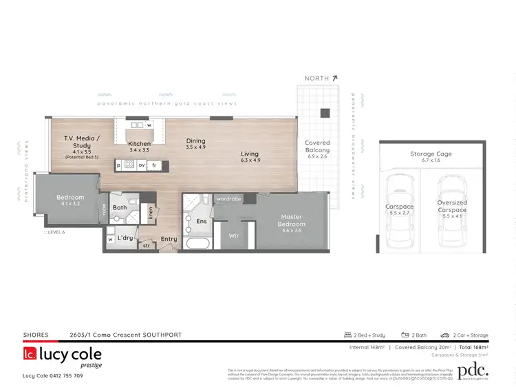 Floorplan of Homely unit listing, 2603/1 Como Crescent, Southport QLD 4215