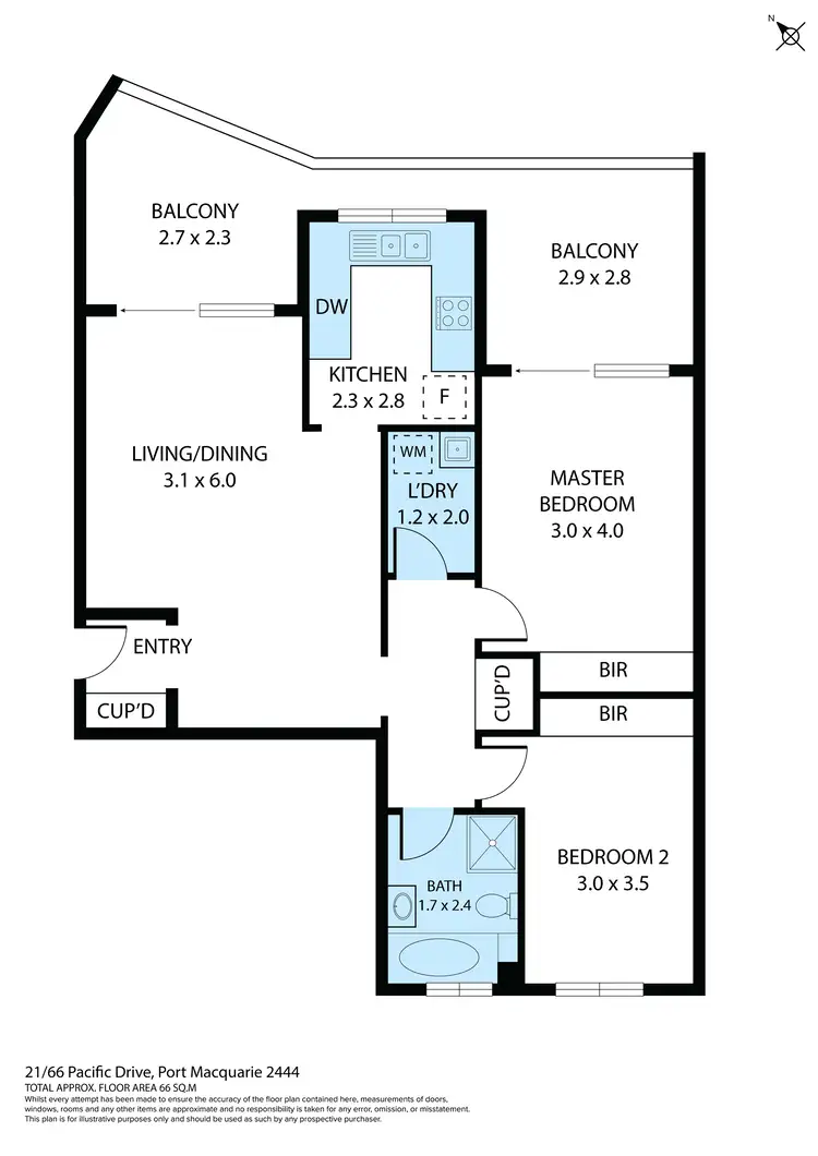 Floorplan of Homely apartment listing, 21/66 Pacific Drive, Port Macquarie NSW 2444