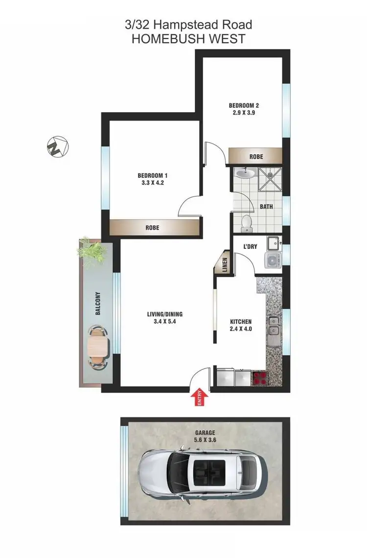 Floorplan of Homely unit listing, 3/32 Hampstead Road, Homebush West NSW 2140