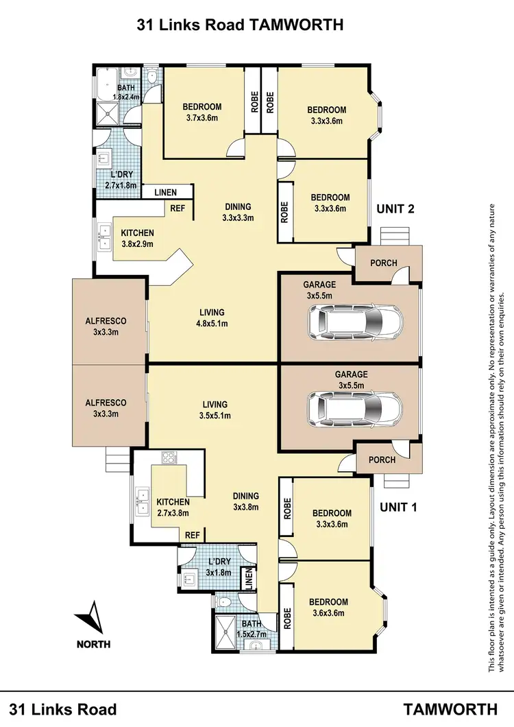Floorplan of Homely semi-detached listing, 1 & 2/31 Links Avenue, Tamworth NSW 2340