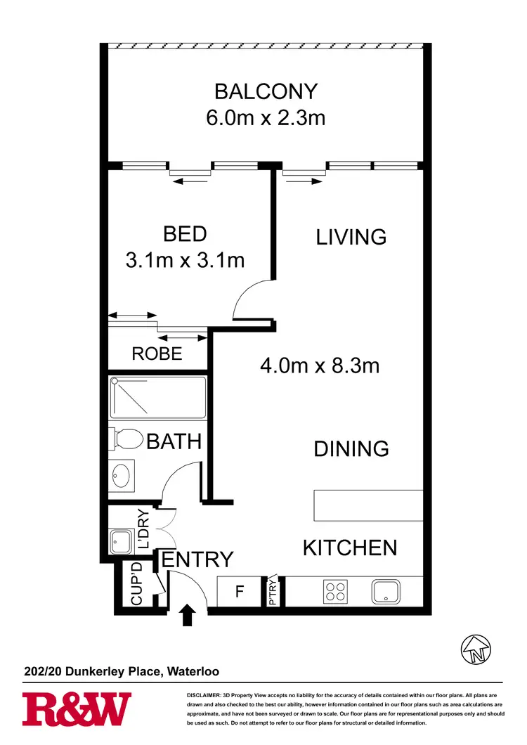 Floorplan of Homely apartment listing, 202/20 Dunkerley Place, Waterloo NSW 2017