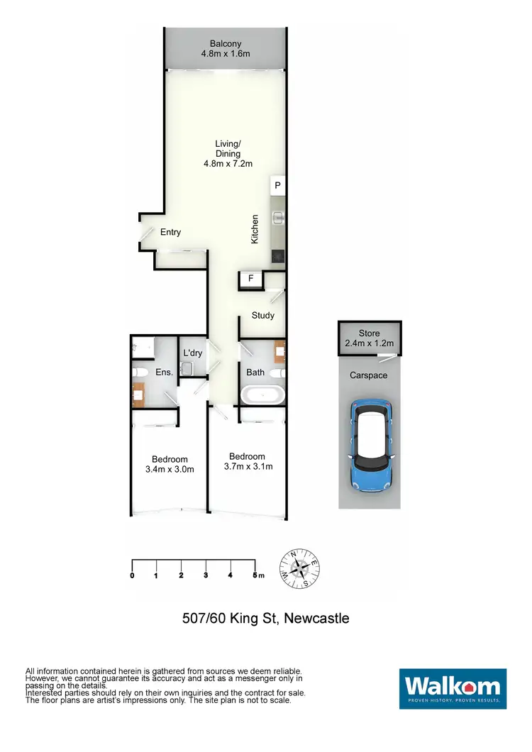 Floorplan of Homely apartment listing, 507/60 King Street, Newcastle NSW 2300