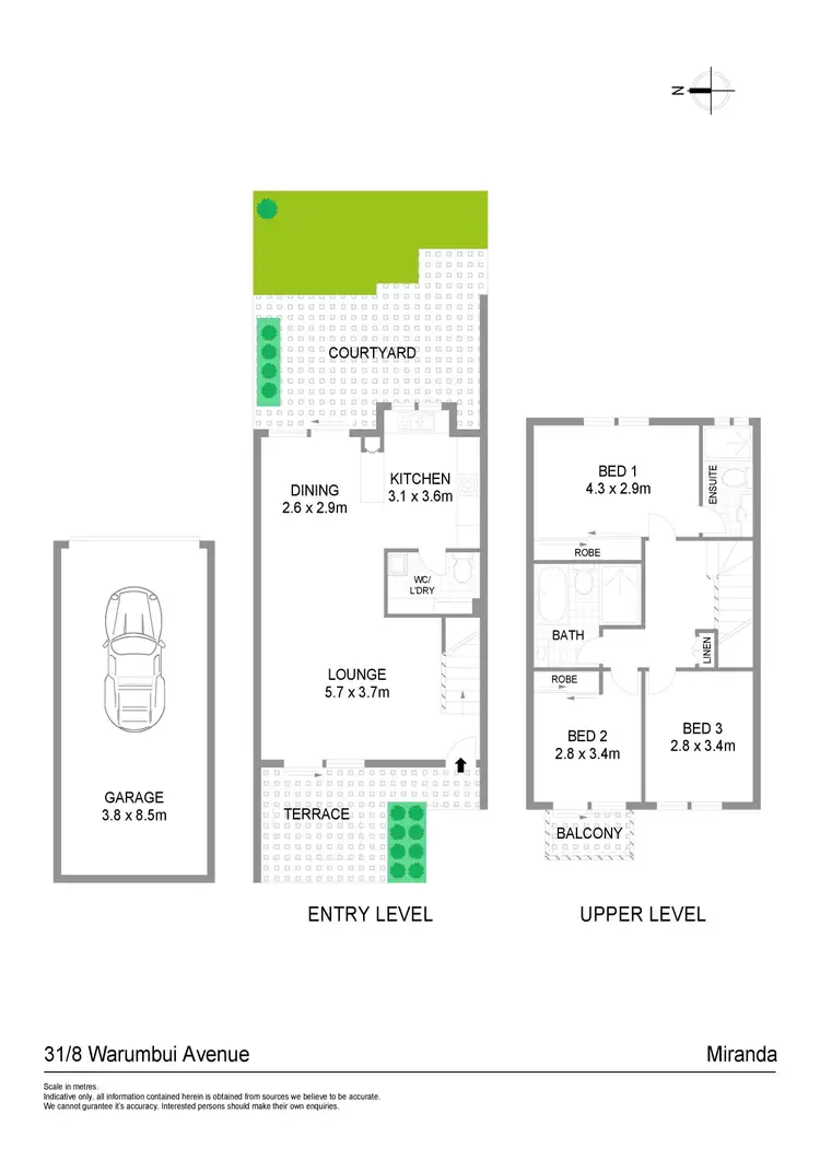 Floorplan of Homely townhouse listing, 31/8 Warumbui Avenue, Miranda NSW 2228