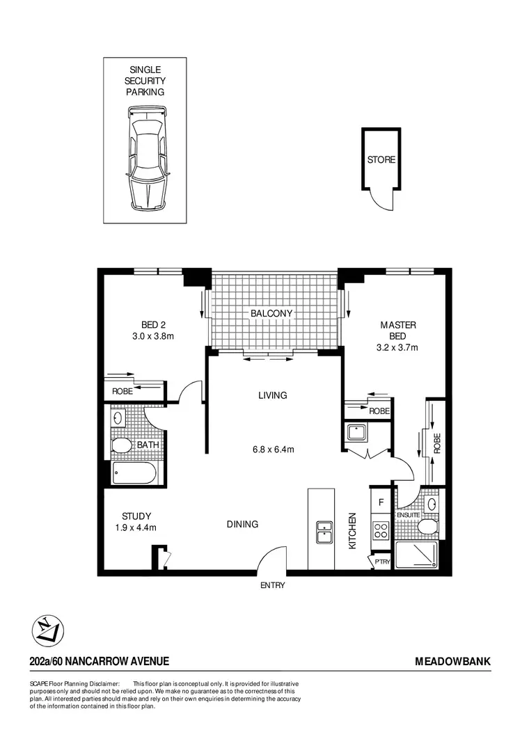 Floorplan of Homely apartment listing, 202A/60 Nancarrow Avenue, Meadowbank NSW 2114