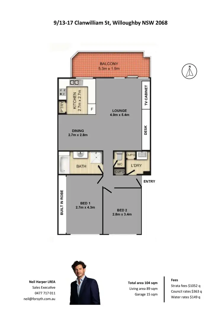 Floorplan of Homely apartment listing, 9/13-17 Clanwilliam Street, Willoughby NSW 2068