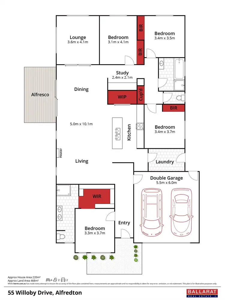 Floorplan of Homely house listing, 55 Willoby Drive, Alfredton VIC 3350