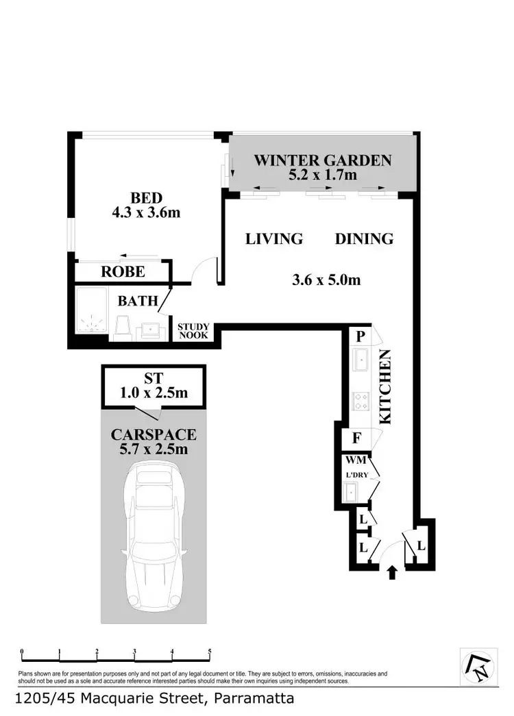 Floorplan of Homely apartment listing, Level 12/1205/45 Macquarie Street, Parramatta NSW 2150