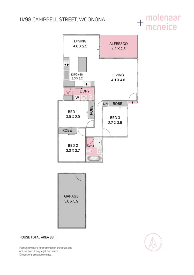 Floorplan of Homely townhouse listing, 11/98 Campbell Street, Woonona NSW 2517