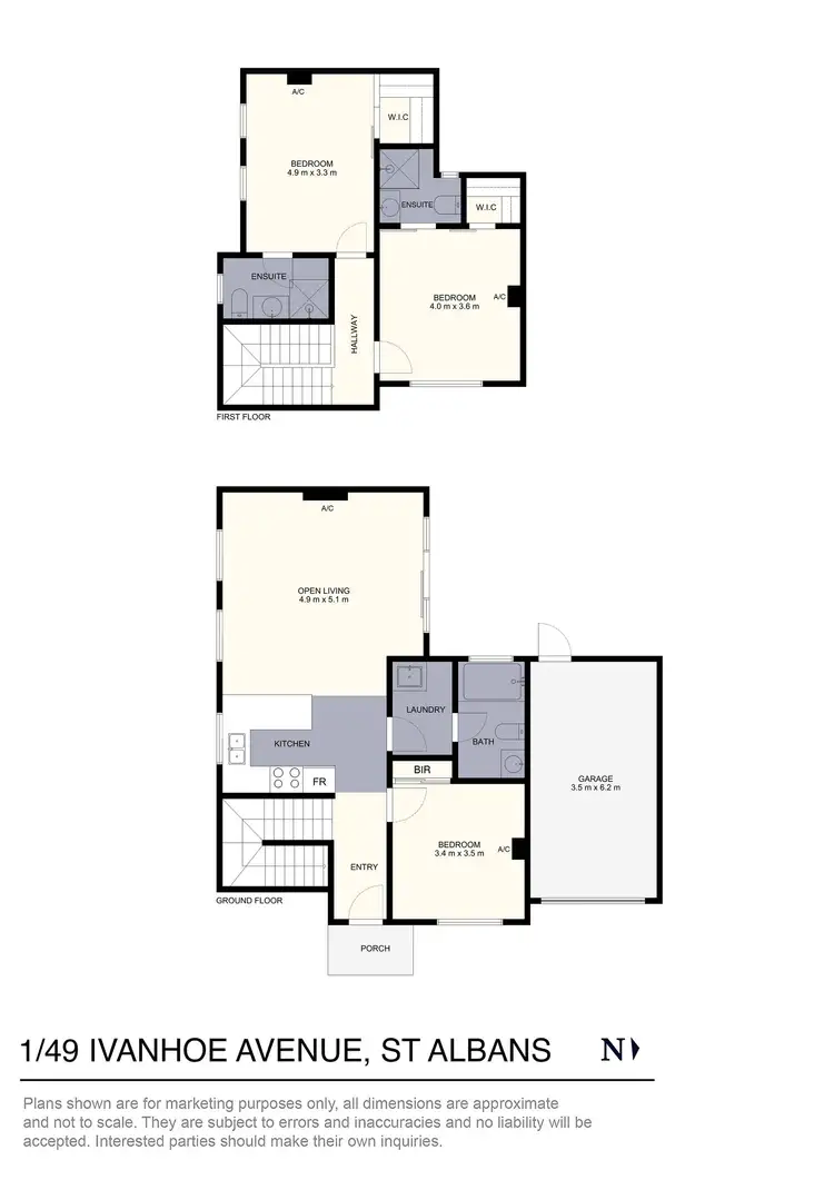 Floorplan of Homely townhouse listing, 1/49 Ivanhoe Avenue, St Albans VIC 3021