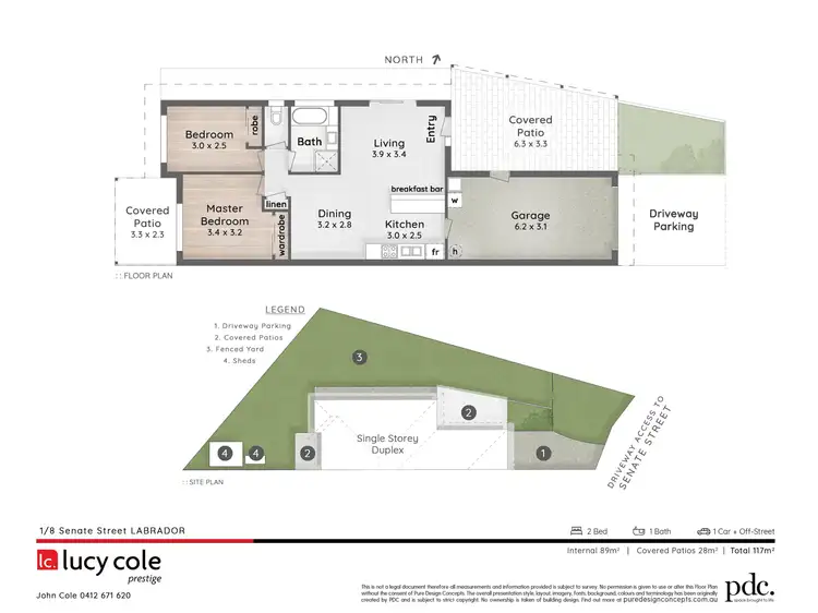 Floorplan of Homely semi-detached listing, 1/8 Senate Street, Labrador QLD 4215