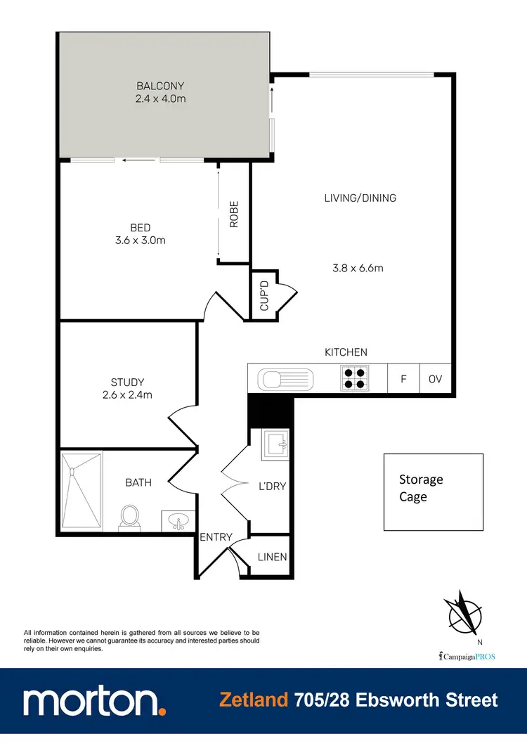 Floorplan of Homely apartment listing, 705/28 Ebsworth Street, Zetland NSW 2017