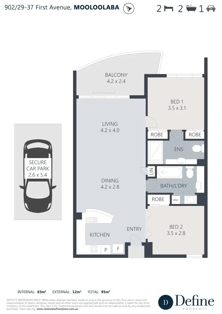 Floorplan of Homely apartment listing, 902/29-37 First Ave, Mooloolaba QLD 4557