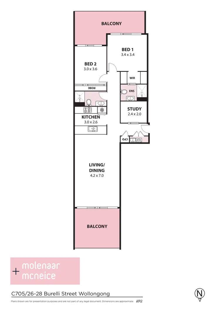 Floorplan of Homely unit listing, 705/28 Burelli Street, Wollongong NSW 2500