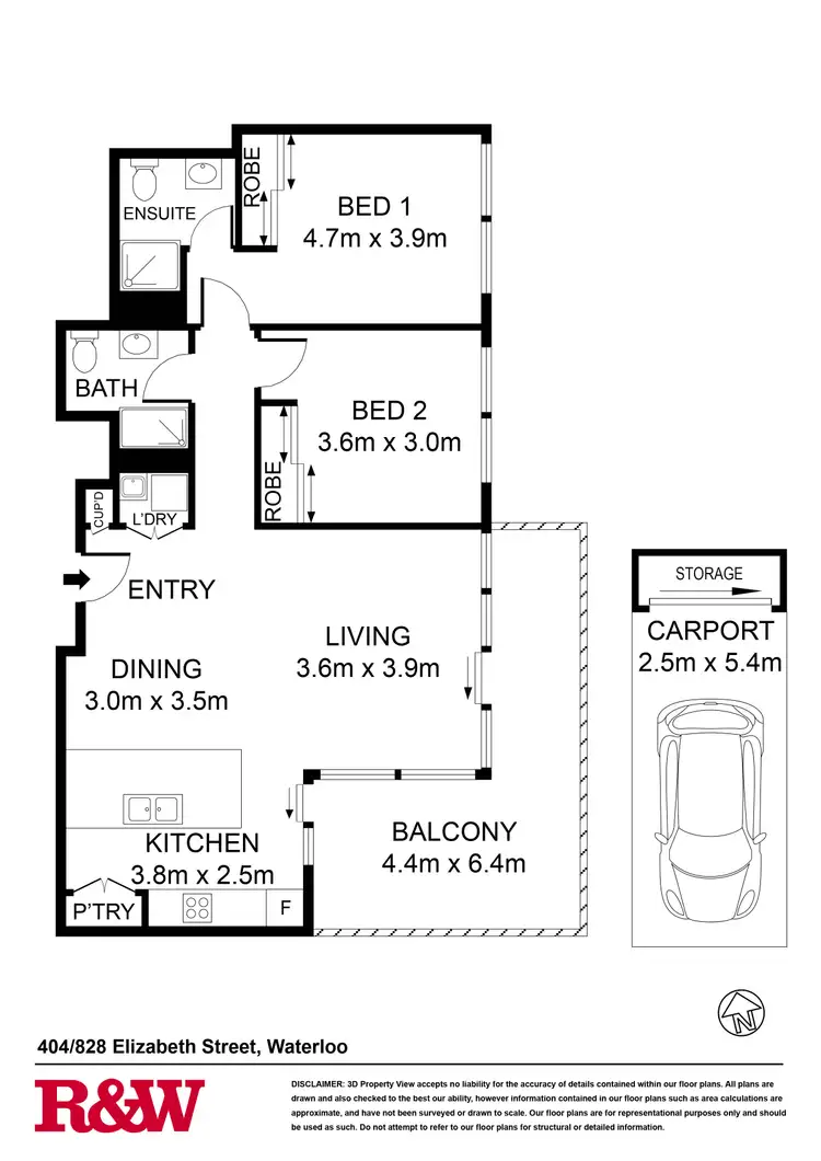 Floorplan of Homely apartment listing, 404/828 Elizabeth Street, Waterloo NSW 2017