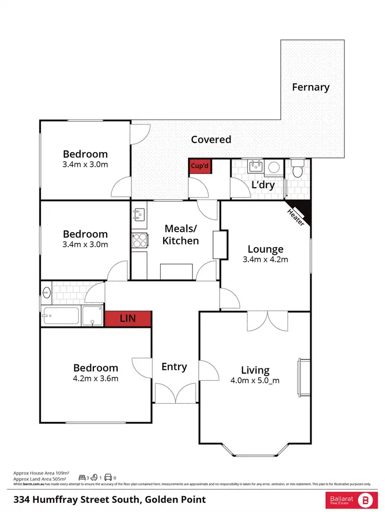 Floorplan of Homely house listing, 334 Humffray Street South, Golden Point VIC 3350