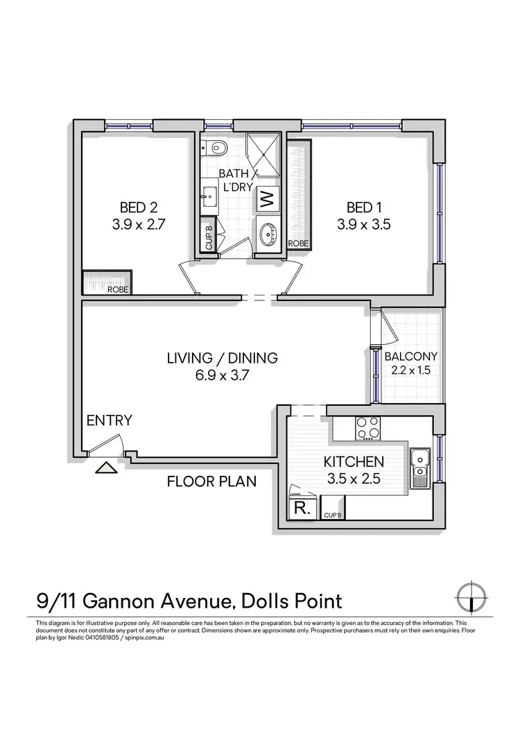 Floorplan of Homely apartment listing, 9/11 Gannon Avenue, Dolls Point NSW 2219