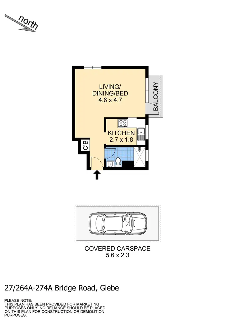 Floorplan of Homely studio listing, 27/264a - 270 Bridge Road, Forest Lodge NSW 2037