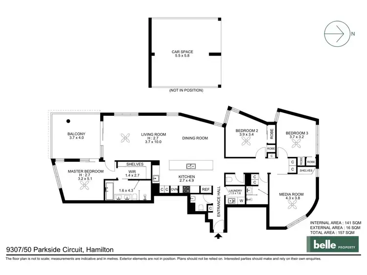 Floorplan of Homely unit listing, 9307/50 Parkside Circuit, Hamilton QLD 4007