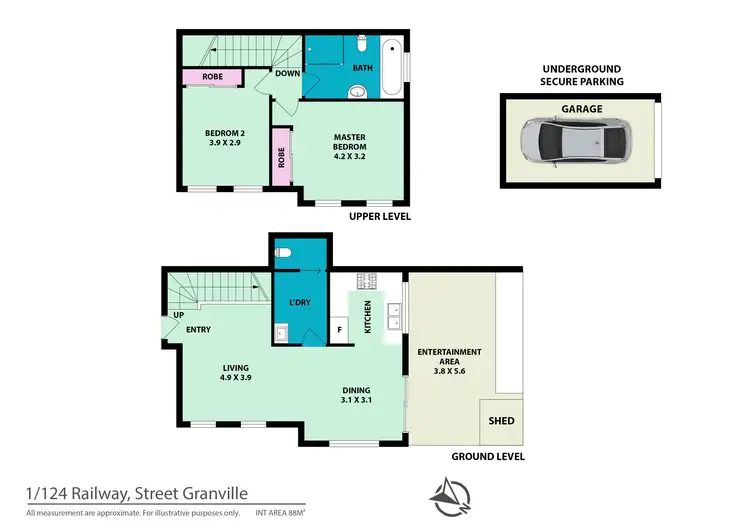 Floorplan of Homely townhouse listing, 1/124 Railway Street, Granville NSW 2142