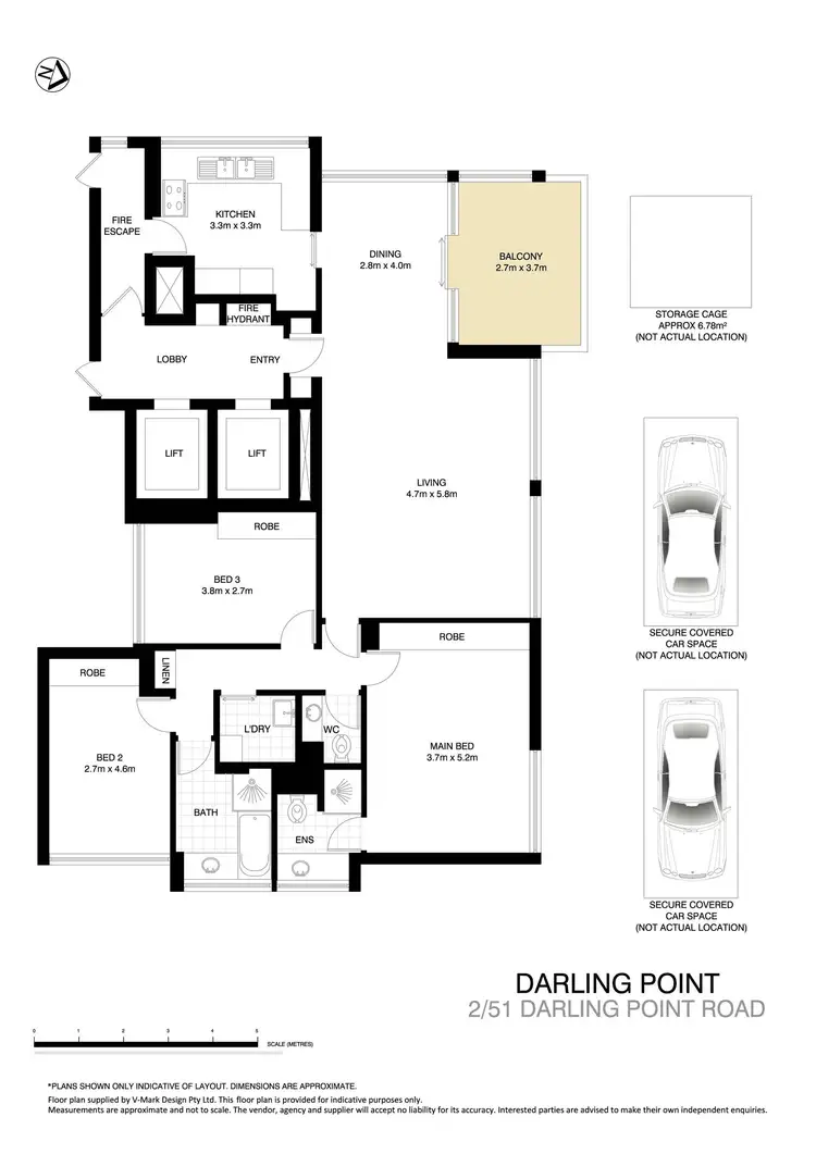 Floorplan of Homely apartment listing, 2/51 Darling Point Road, Darling Point NSW 2027