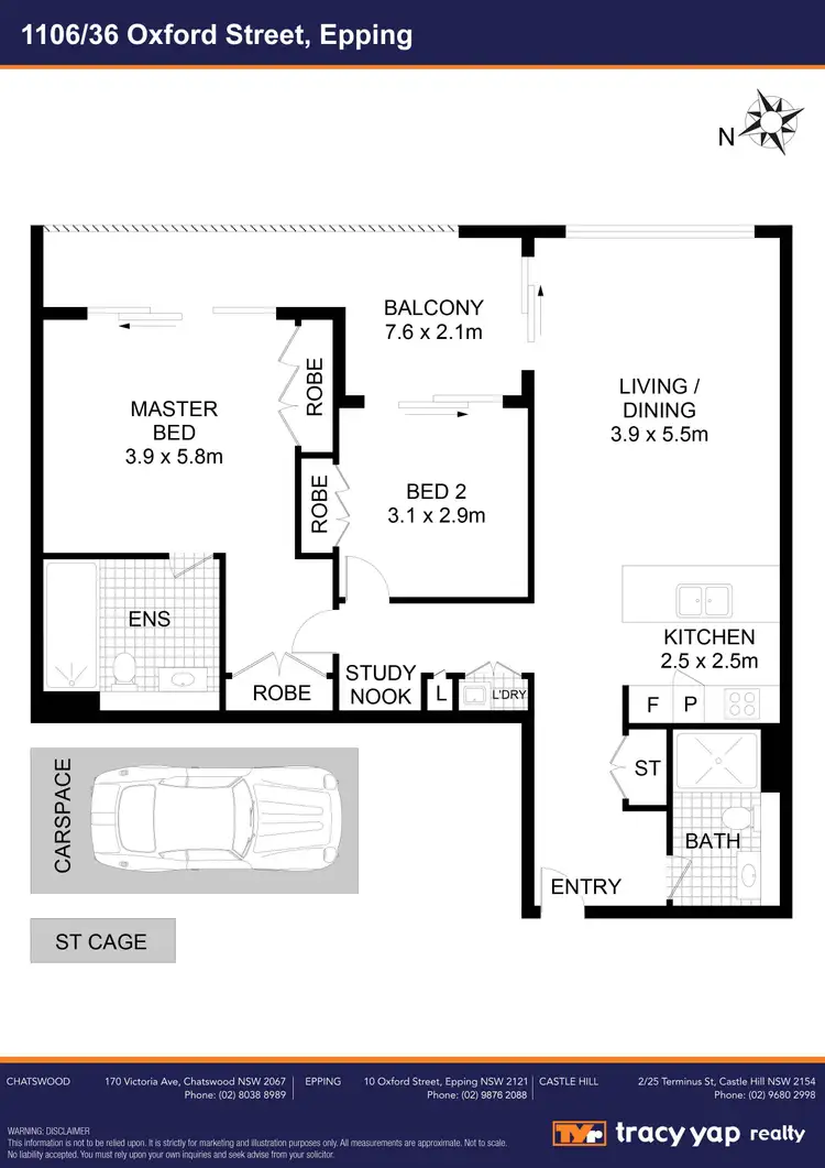 Floorplan of Homely apartment listing, 1106/36 Oxford Street, Epping NSW 2121