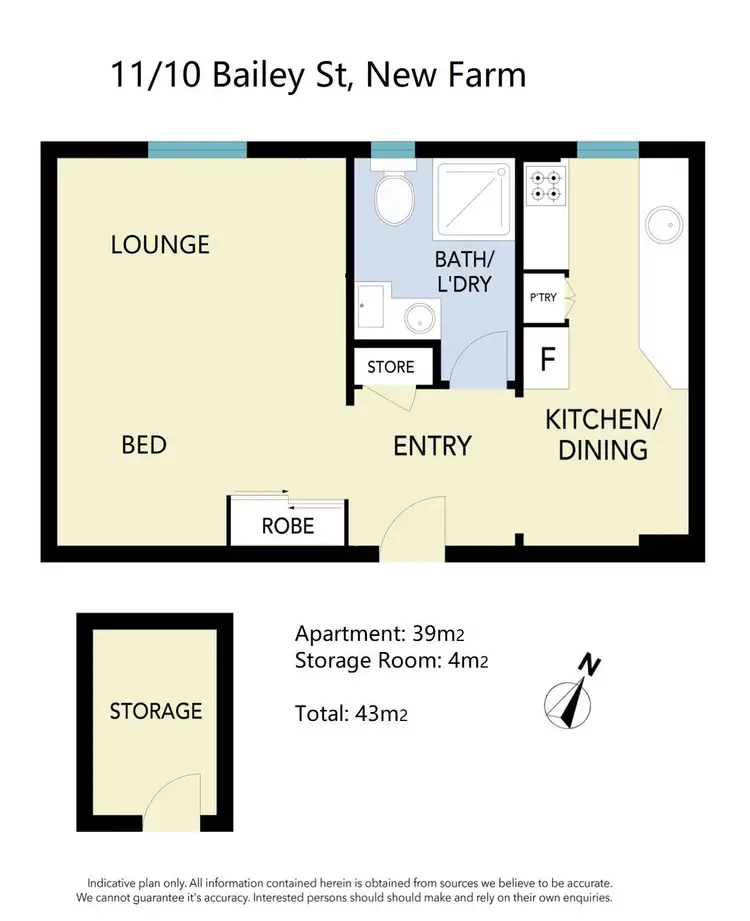 Floorplan of Homely unit listing, 11/10 Bailey Street, New Farm QLD 4005
