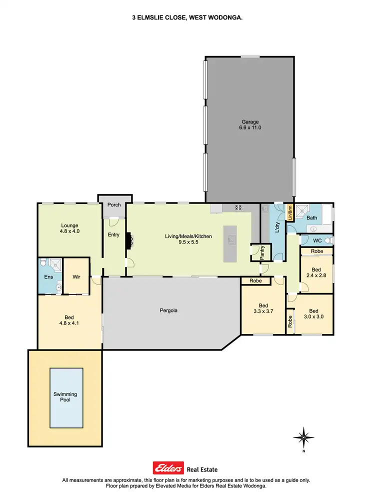 Floorplan of Homely house listing, 3 Elmslie Close, Wodonga VIC 3690