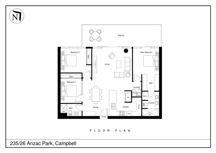 Floorplan of Homely apartment listing, 235/26 Anzac Park, Campbell ACT 2612