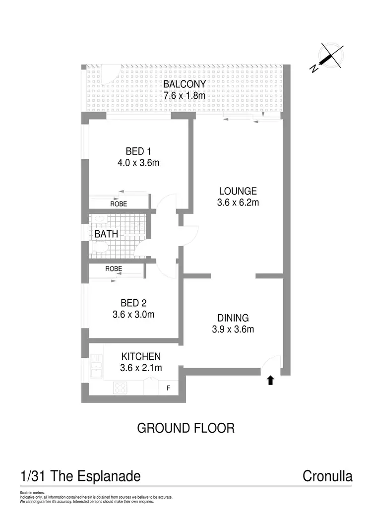 Floorplan of Homely apartment listing, 1/31 The Esplanade, Cronulla NSW 2230
