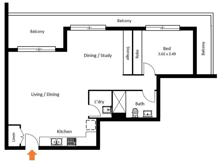 Floorplan of Homely apartment listing, 3.02/1 Markham Avenue, Penrith NSW 2750