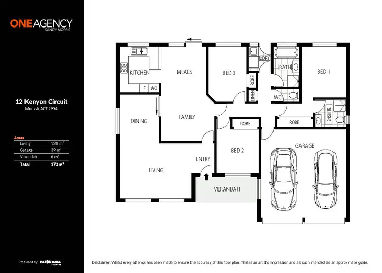 Floorplan of Homely townhouse listing, 1/12 Kenyon Circuit, Monash ACT 2904