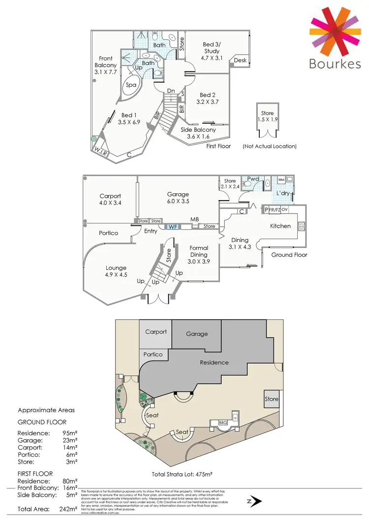Floorplan of Homely townhouse listing, 3/28A Gardner Street, Como WA 6152