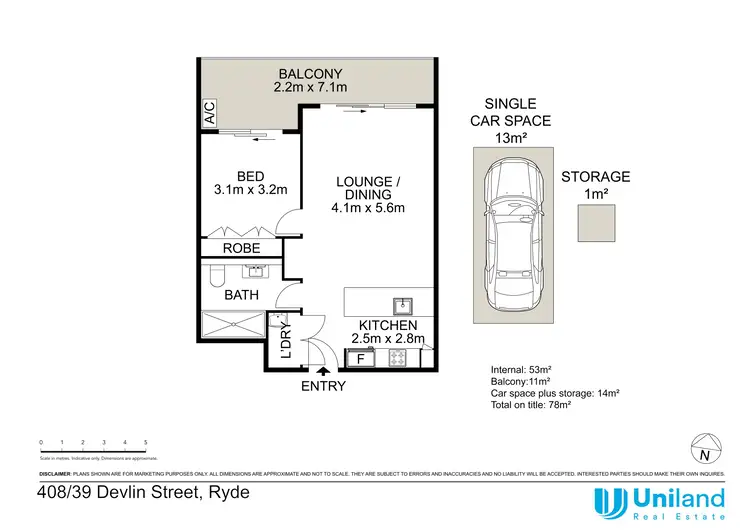Floorplan of Homely apartment listing, 408/39 Devlin Street, Ryde NSW 2112